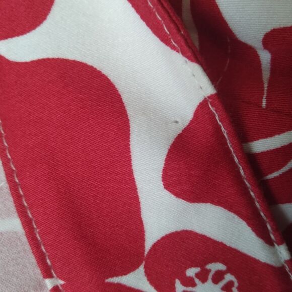 Talbots Petites Red and White Tropical Hibiscus Floral Print Above Knee Skirt - Picture 9 of 14